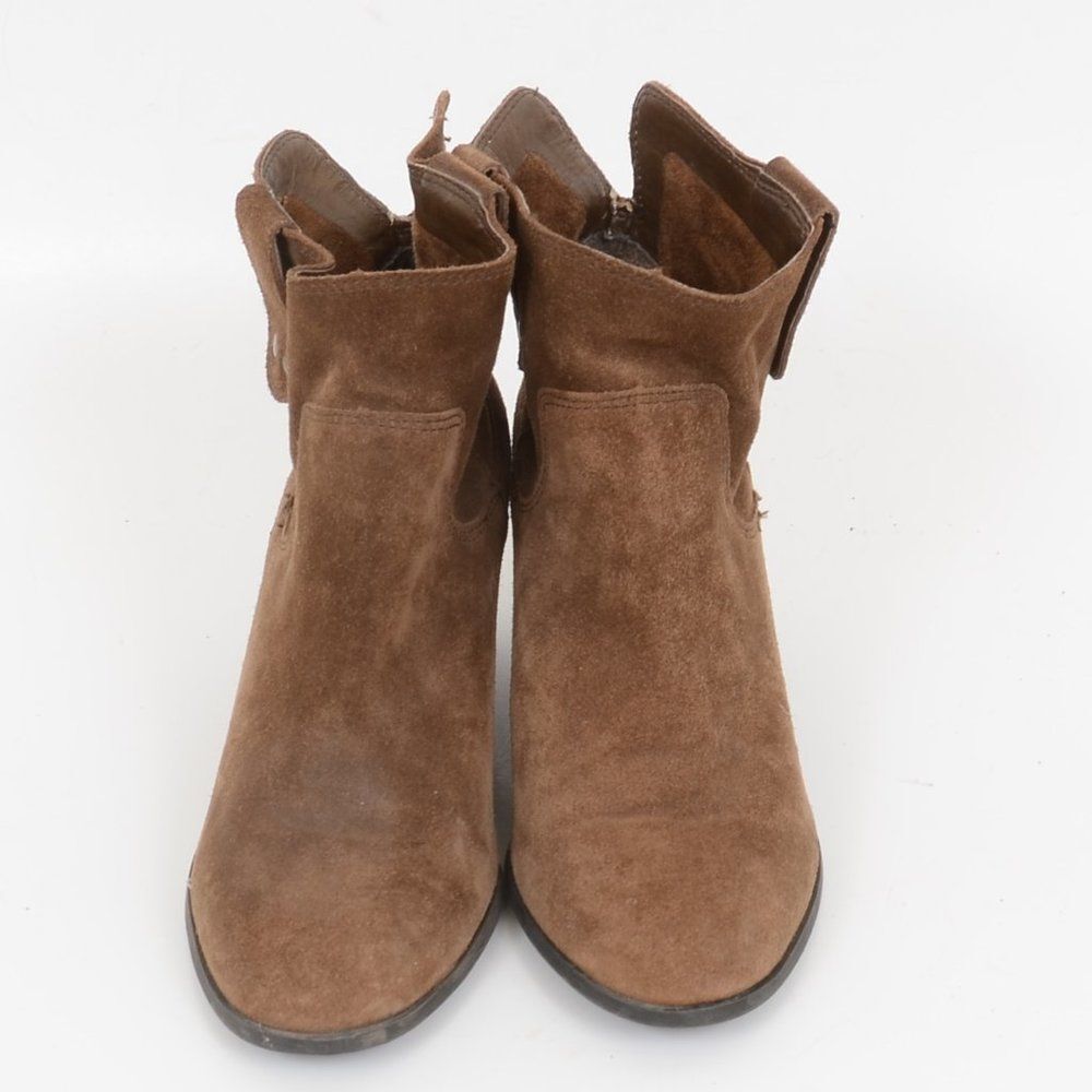 Lucky Brand Gennee Suede Wedge Pull On Ankle Booties Size 7 Western Festival - Picture 6 of 7
